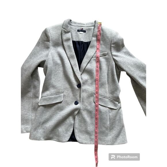 Tommy Hilfiger Women’s Grey Elbow-Patch Button-Cuff Blazer Size 12 - Picture 12 of 15